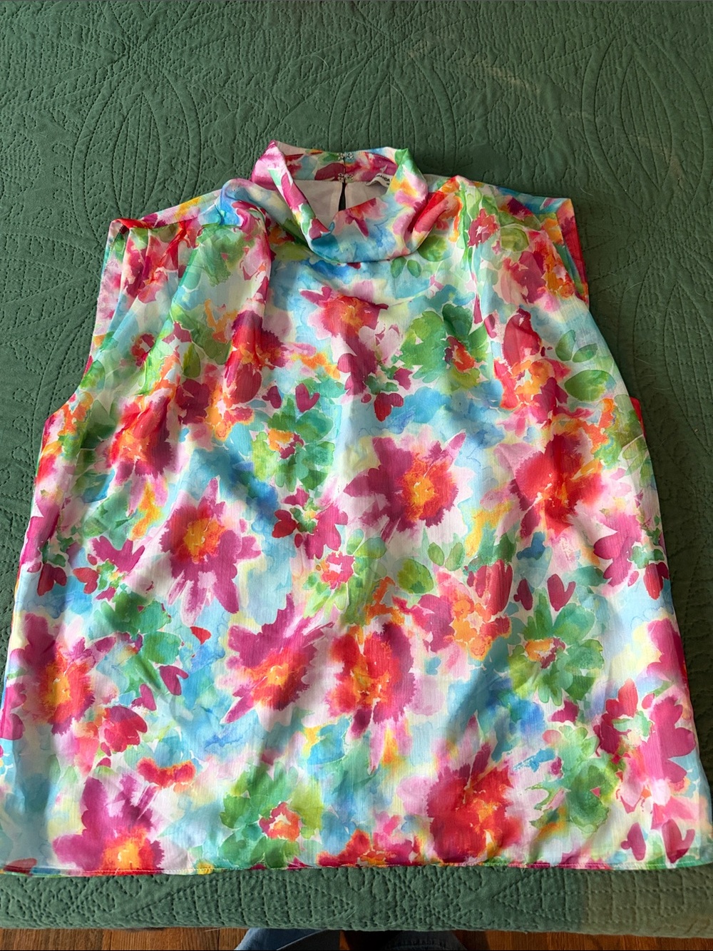 Amanda Uprichard Floral High-Neck Tank Top in Pink, Green, Blue, Yellow